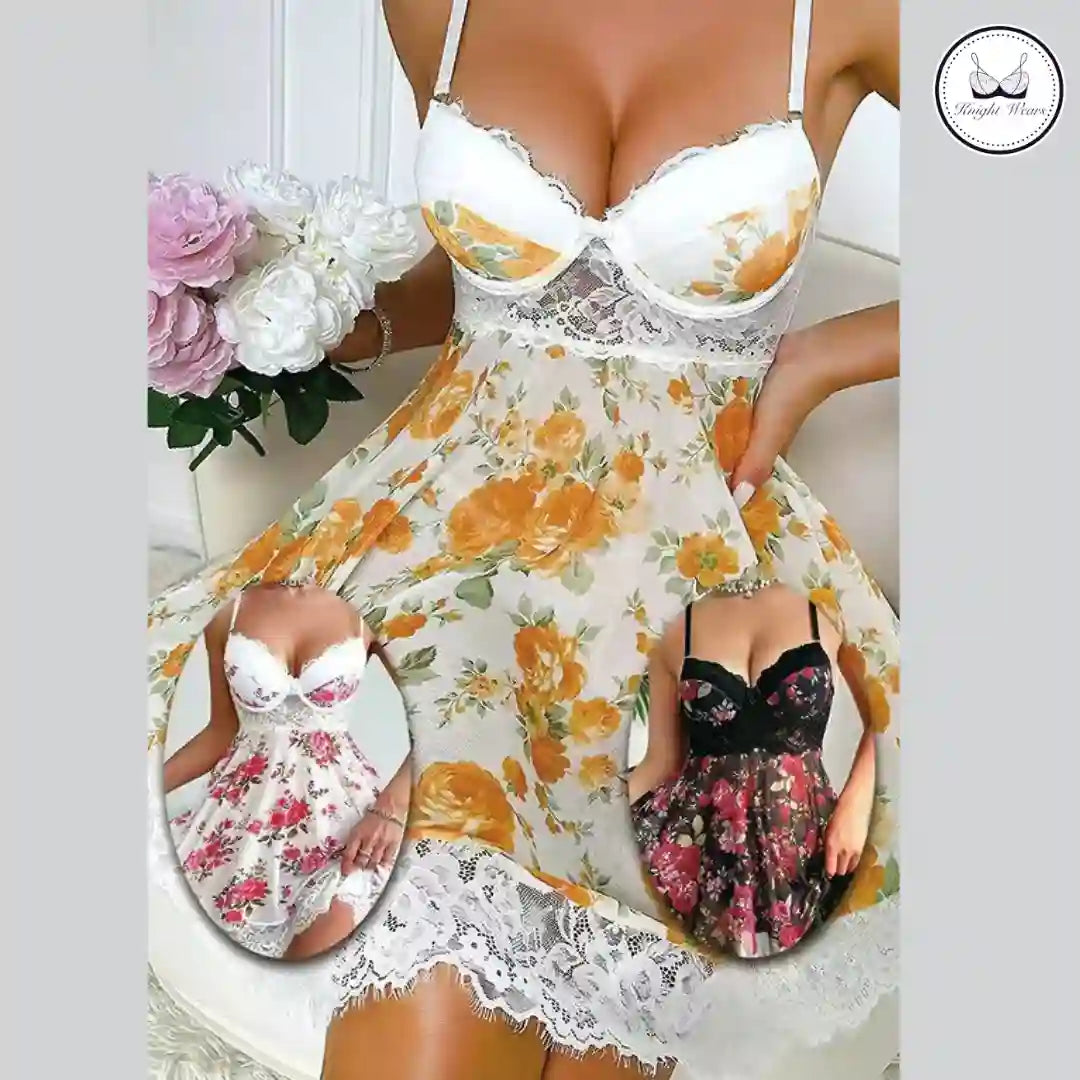 Floral Lace Babydoll Nighty