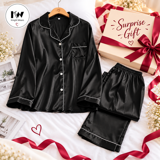2 Pc Silk PJ Set – silk pajama set for women, view 2 – KnightWears