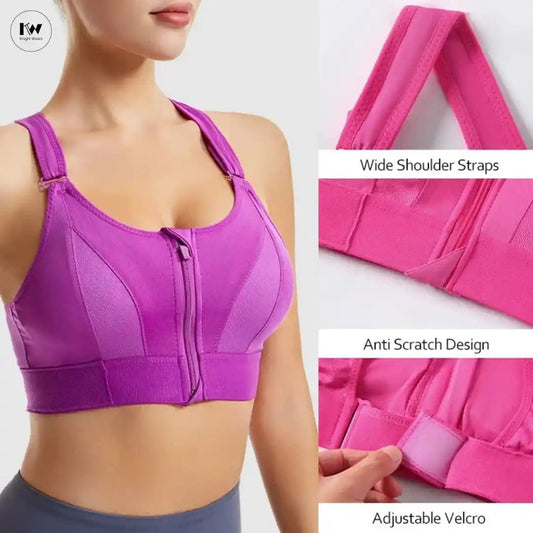 ZipFit Sports Bra by KnightWears – front zip sports bra