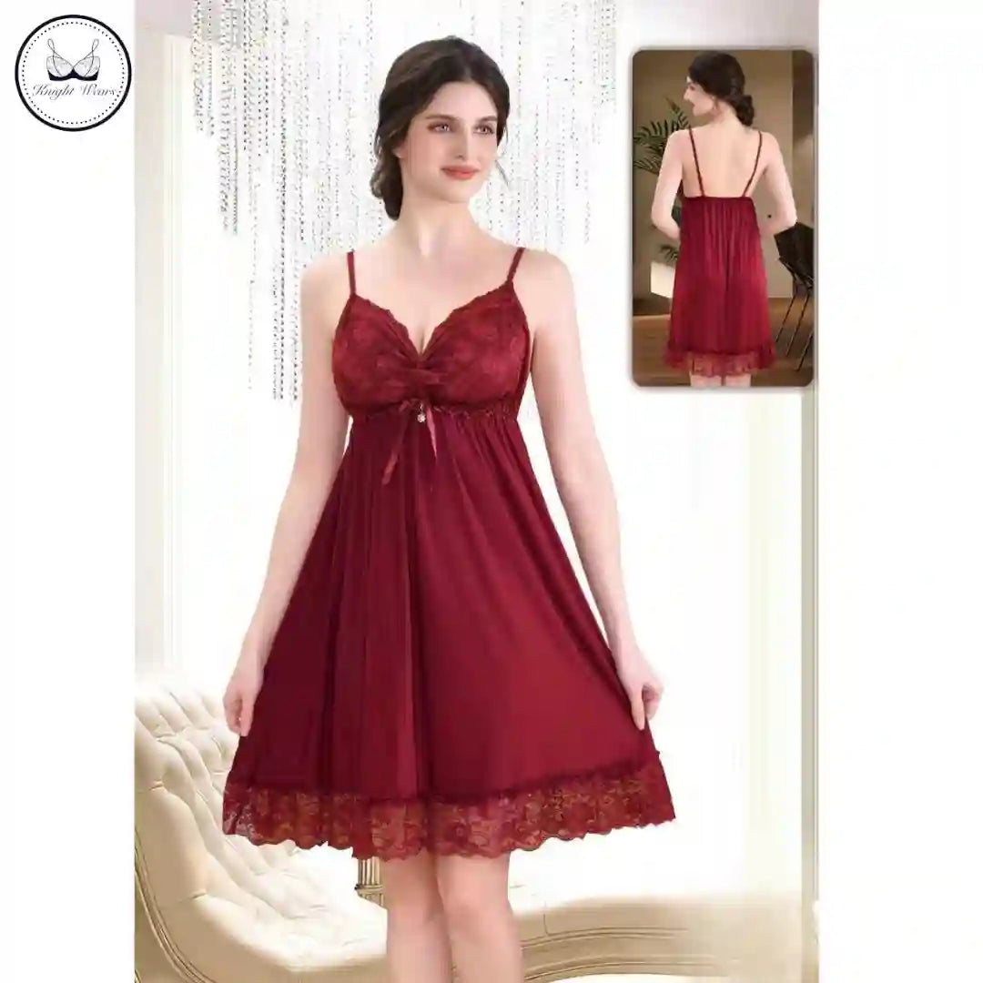 Crimson Bow Babydoll Nighty