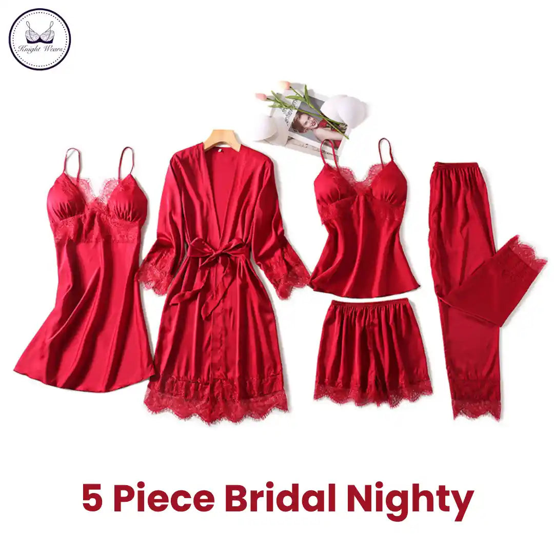 Royal 5 Piece Bridal Nighty Set women’s nightwear Pakistan
