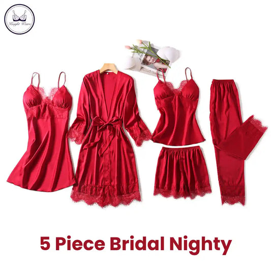 Royal 5 Piece Bridal Nighty Set women’s nightwear Pakistan