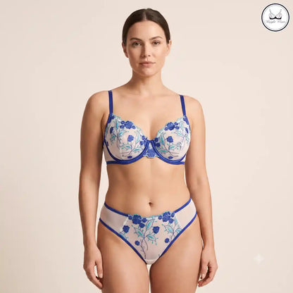 Blue Bloom Bra Set