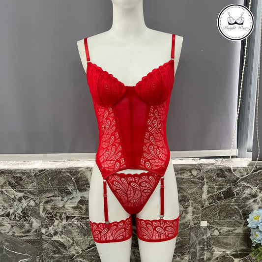 Red Lace Corset Lingerie