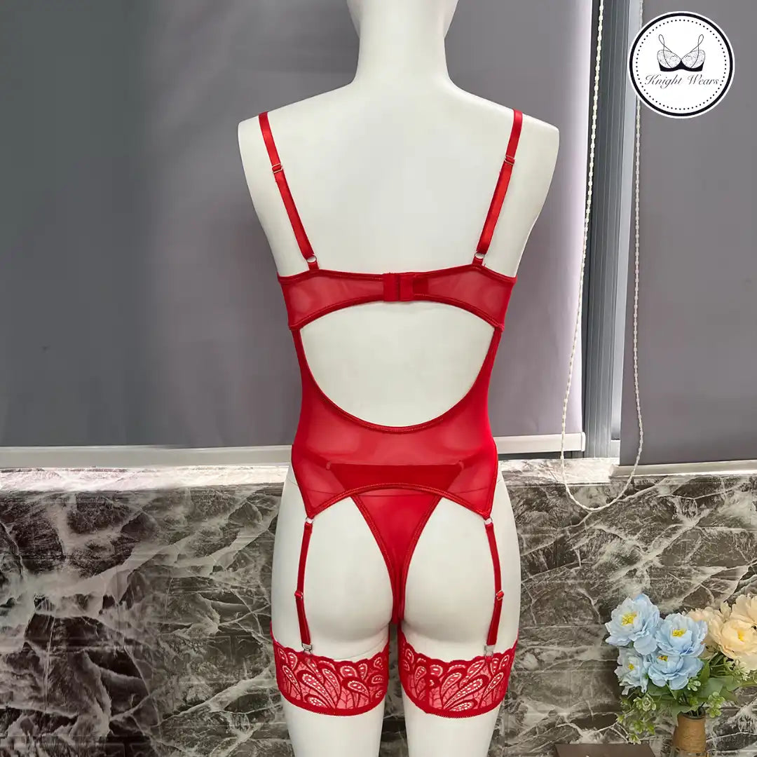 Red Lace Corset Lingerie