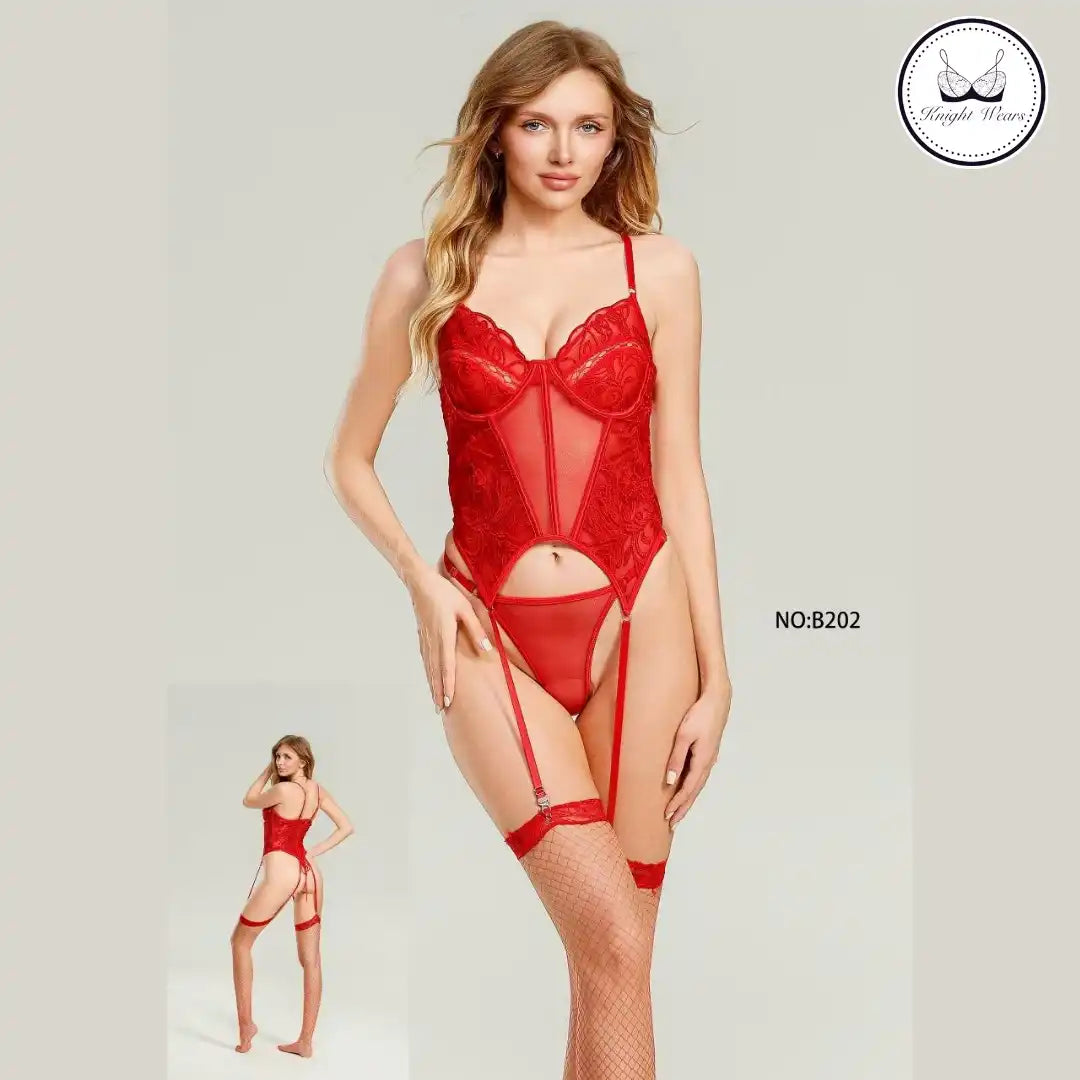 Red Lace Corset Lingerie