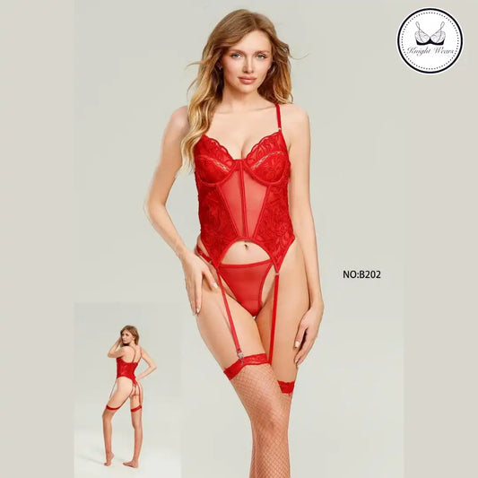 Red Lace Corset Lingerie