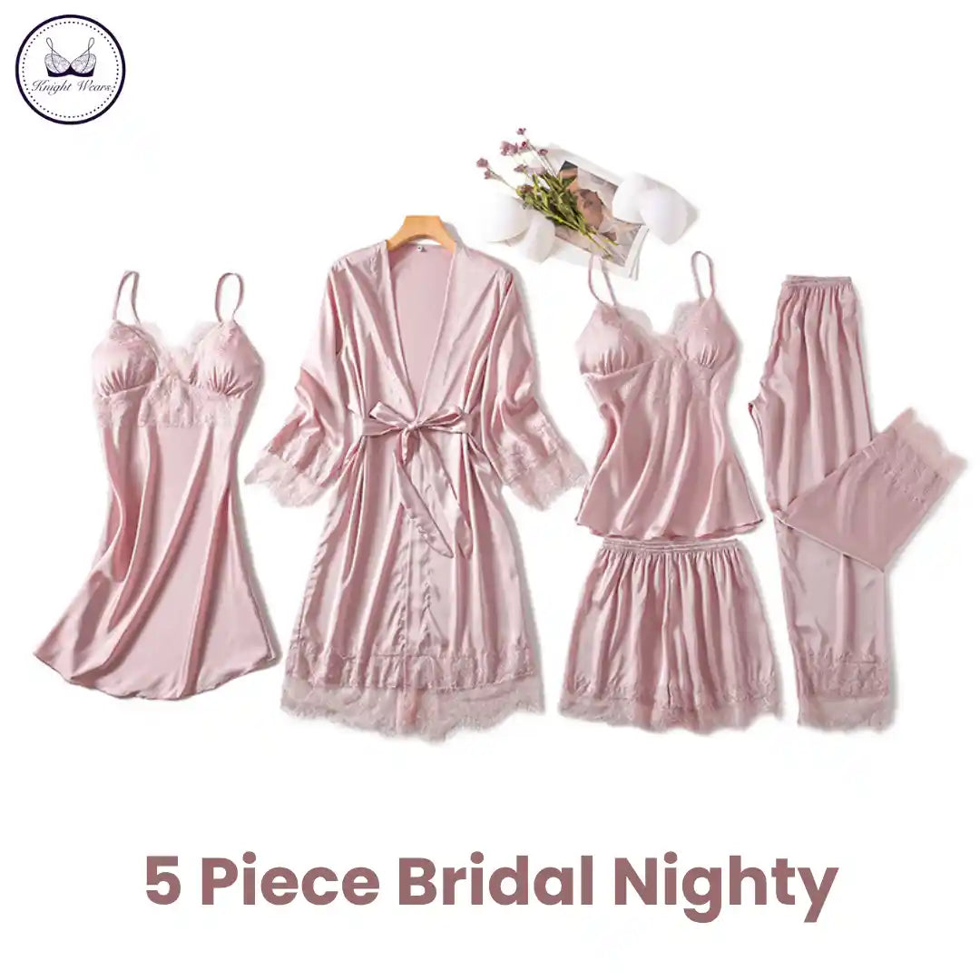 Royal 5 Piece Bridal Nighty Set women’s nightwear Pakistan