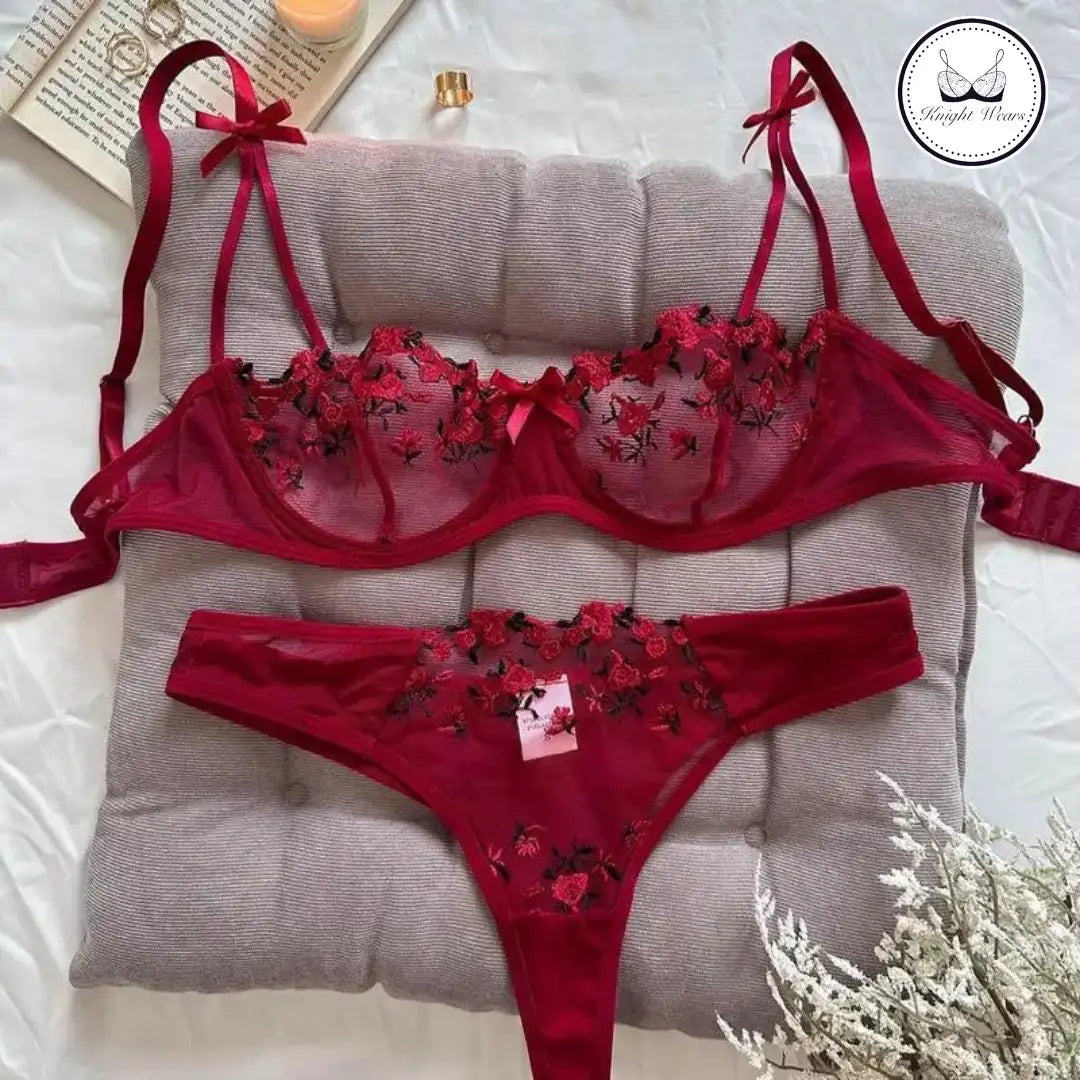 Floral Mesh Lingerie Set