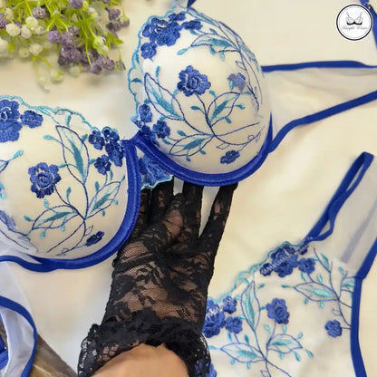Blue Bloom Bra Set