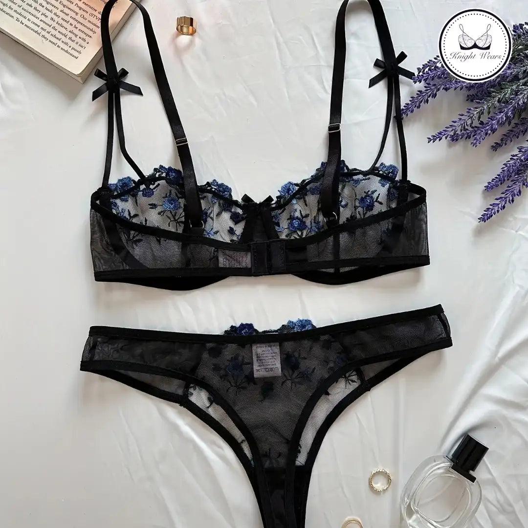 Floral mesh lingerie set – Knight Wears Pakistan