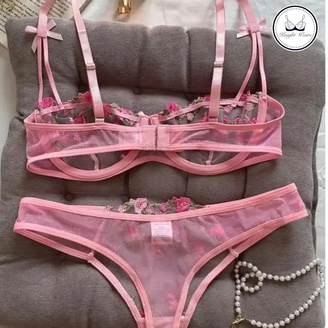 Floral mesh lingerie set – Knight Wears Pakistan