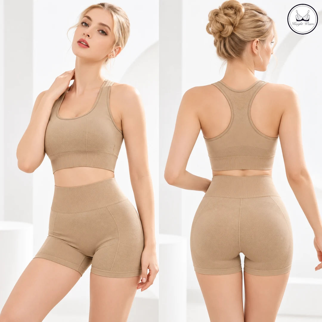 Active Gym Set beige – seamless workout set – KnightWears