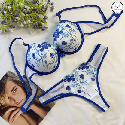 Blue Bloom Bra Set